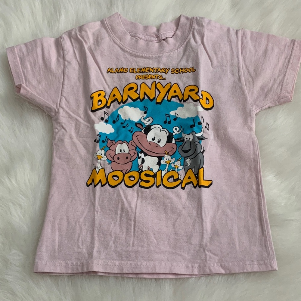 Barnyard Moosical Kids Tee - Light Pink 100% Cotton